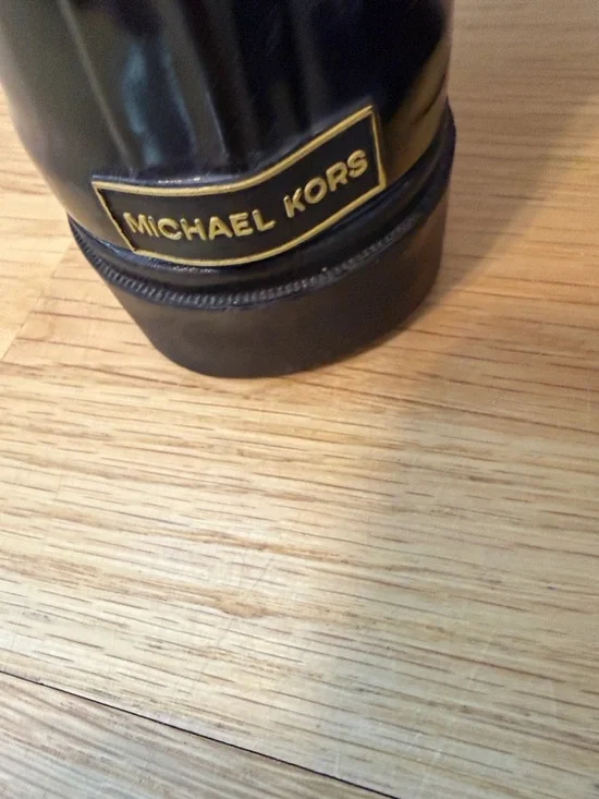 Michael Kors Brown and Black MK Logo Tall Rain Boots - Picture 6 of 10